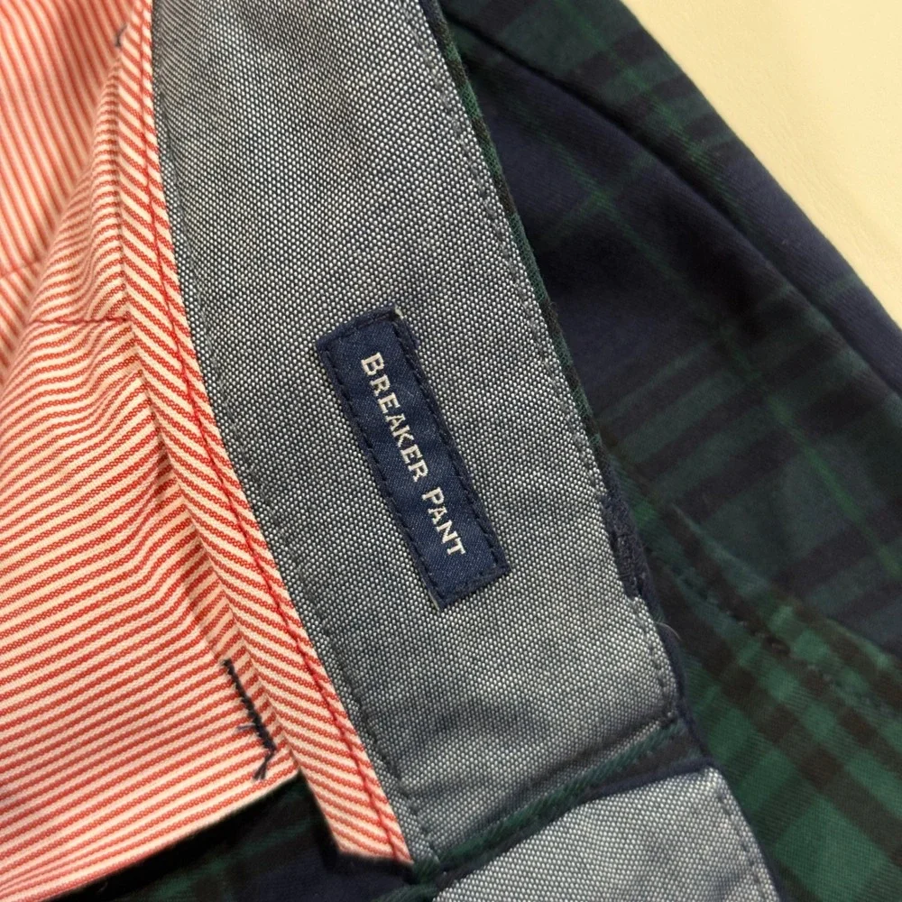 Vineyard Vines Breaker Pant Mens 32x30 Green Navy Black Watch Plaid Excellent